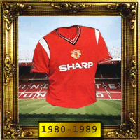 Manchester United shirts as worn from 1980 -1989