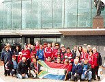 South African Manchester United fans outside Old Trafford