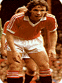 Mike Duxbury models the 1980 Manchester United kit