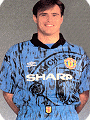Clayton Blackmore models the 1992 United away kit