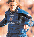 Karel Poborsky wearing the 1997 Manchester United third kit