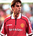 Gary Neville in the 1998-99 home shirt