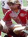 Jesper Olsen wearing the Denamrk kit for the 1986 World Cup Finals in Mexico