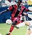 Dwight Yorke wearing the Trinidad & Tobago kit